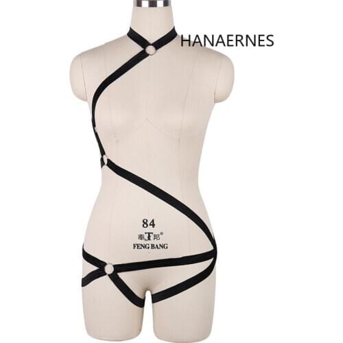 HANAERNES Ladies Bondage Corset Bra Fetish Polyester Body Belt Harajuku Festival Bralette Sexy Top Simple Tights Set