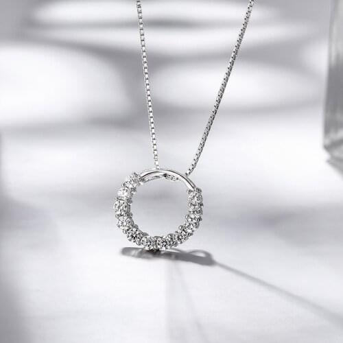Fashion 925 Sterling Silver Hearts Of Brand Clear Round Shape Micro Zircon Pendant Necklaces for Women collarbone Party Jewelry