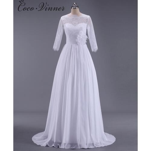 Vestido De Noiva BOHO Lace Country Wedding Dress New 3/4 Sleeve Plus Size A line Mariage Behemian Wedding Dresses W0145
