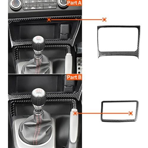 2pcs Auto Styling Trim Cover Sticker Parts Carbon Fiber Console Storage Box Decorative Stickers for Honda Civic 06-11