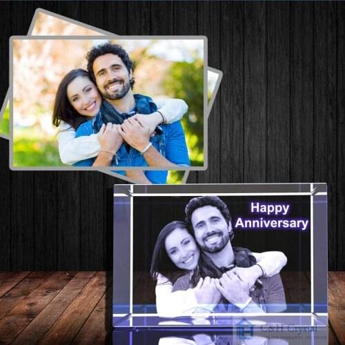2D/3D Laser Engraved Crystal Photo Frame Personazlied Pets Picture Cube Glass Alubms Best Gifts for Wedding Anniversary Keepsake