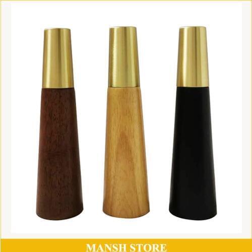 4pcs/lot Wood Legs TV Cabinet Support Sofa Legs Furniture Accessory Brass Gold Cups Solid Wooden Feet