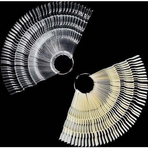 50pcs/set 150 Tips 3 Knots Nail Art Display Natural Clear Fan Chart For UV Gel Nail Polish Practice Color Card Nail Swatch