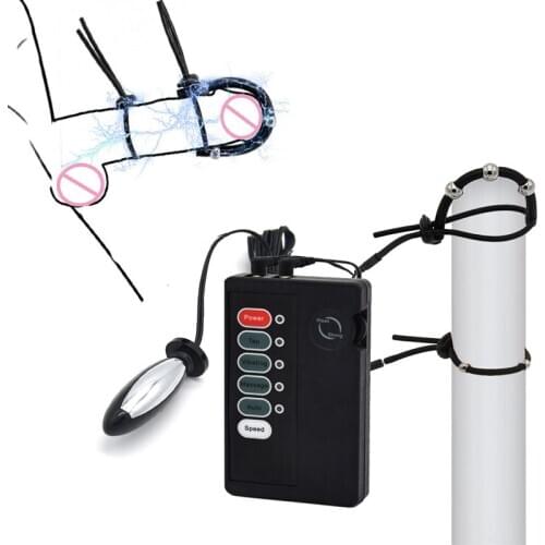 Electric Shock Pulse Anal Butt Plugs Prostate Massager,Electro Stimulation Bead Massage Cock Ring,Sex Tools For Men Adult Toys