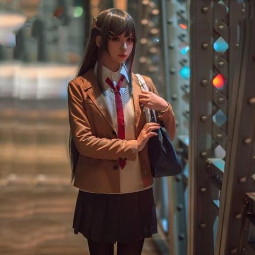 Anime Seishun Buta Yarou Wa Bunny Girl Senpai No Yume Wo Minai Sakurajima Mai School Uniform Outfit Cosplay Costume for Party