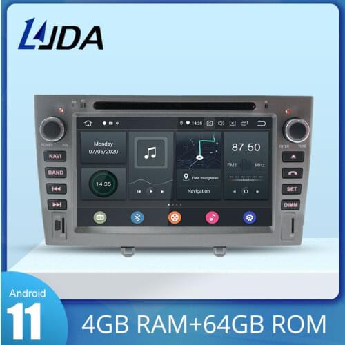 LJDA Android 10 Car Multimedia Player For PEUGEOT 308 408 308W GPS Navigation 2 Din Car Radio 4G+64G Stereo WIFI DVD CD Video