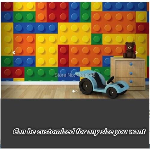 Free shipping custom children living room children room large mural background wallpaper Colourful Building Blocks Wall Mural