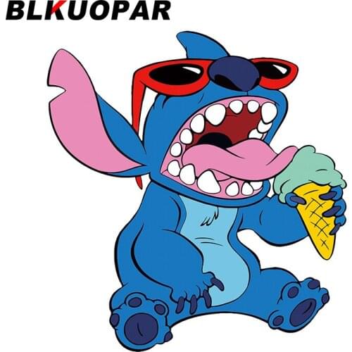 BLKUOPAR 13cm x 12.1cm For Stitch Car Stickers Fashion Sunscreen Decals Campervan Windshield Waterproof Vinyl Car Wrap