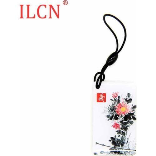 125Khz ID Dropping Glue Chrysanthemum Keyfobs Card Read Only RFID EM4100 TK4100 Keychain Token Tag Access Control Card 1pcs