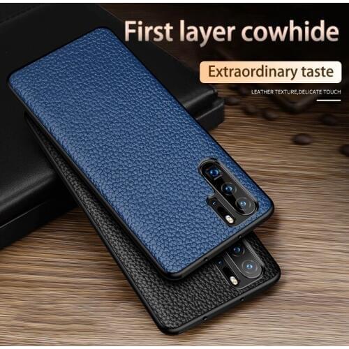 Phone Case For Huawei P40 P30 P20 Mate 30 Pro 20 Lite 10 9 Cowhide Litchi Texture Genuine Leather For Honor 10i 8X Max 9X Cover