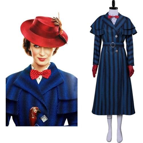 Kids Child Mary Cosplay Poppins Returns Costume Uniform Dress for Children Halloween Carnival Costumes