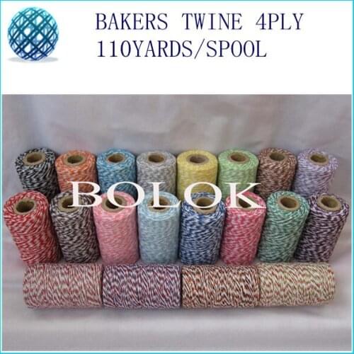 Double color cotton Bakers twine thin 4 ply (110Yards/spool) 200pcs/lot 22 kinds color wholesales by free shipping