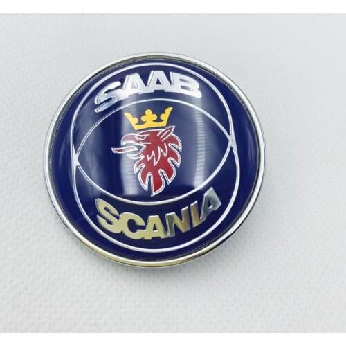1PC Blue 50mm For SAAB 93 900 9000 Car Bonnet Front Hood Emblem Badge Sticker Circular Mark 5289897 4522884
