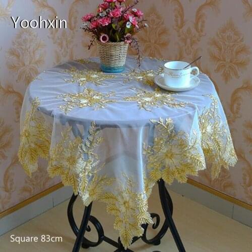 Europe Lace gold square 83cm Embroidered table cover cloth towel tablecloth Christmas wedding birthday party home decor