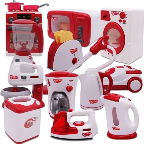 Simulation Kitchen Toys Home appliances Pretend Play Childrens Play Kitchen Set Cookware Blender Coffee Machine Girl Kids Toys