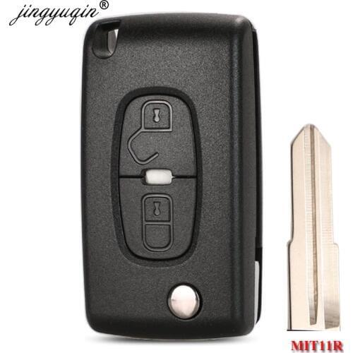 Jingyuqin FOR Peugeot 4007 ET 4008 Citroen C-Crosser C4 Aircross 2 Button Flip Remote Key Case Shell Fob MIT-11R Blade CE1731