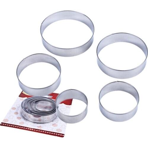 5 piece cake circle Circular hexagonal star mousse ring stainless steel DIY cheesecake biscuits die mold baking tools bakery