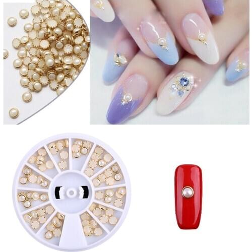 Colorful Slice Pearls Charms Nail Art Decorations 3D Rhinestone AB Glitter Beads Nail Jewelry Korea French Manicure Accessories