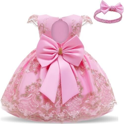 Baby Girls Lace Princess Dress 1st 2st Birthday Party Dress 1 2 Year Old Newborn Christening Gown Toddler Kid Christmas Clothing