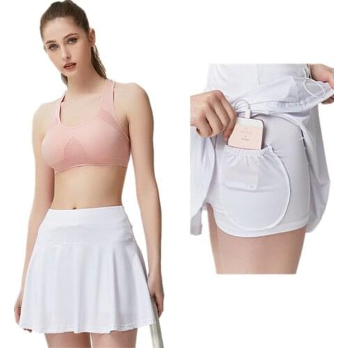 Summer And Spring Womens Quick-drying Breathable And Anti-glare Pleated Running Fitness Golf Skirt