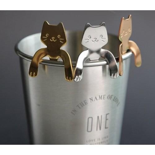 Creative Stainless Steel Spoon Cute Cat Shape Spoon Fork Coffee Spoon Christmas Gifts Kitchen Accessories Tableware Decoration