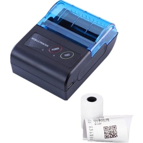 Mini DC5V 2A Blue Bluetooth Thermal Receipt Printer USB Bill Invoice Printer Inkless Wireless PC Android iOS Printers Impresoras