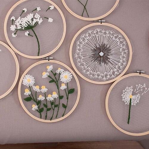DIY Embroidery Material Kits Dandelion Flower Painting Interesting Arts Handicrafts Beginner Embroidery Stitch Kit Home Decor