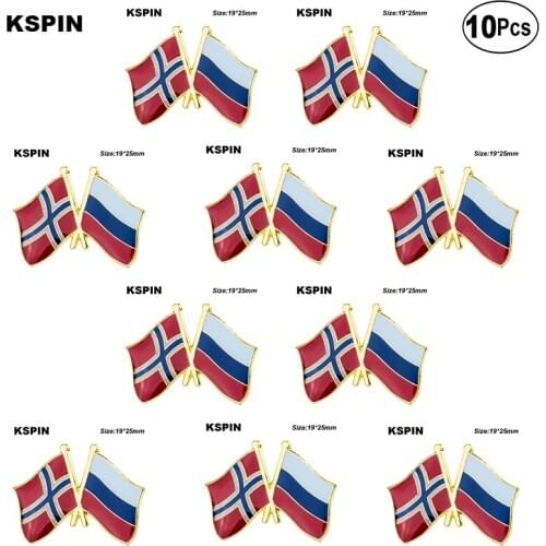 Norway Russia Friendship Flag Lapel Pin Flag badge Brooch Pins Badges 10Pcs a Lot