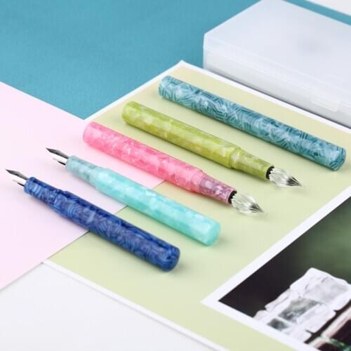 Moonman N6 Acrylic Iraurita EF Bent Nib 0.6mm Fountain Pen & Glass Dip Pen Dual-Use Ink Pen Writing Gift Set