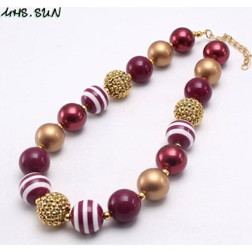 MHS.SUN 5PCS Kids Bubblegum Beads Necklace Handmade ABS Pearl Baby Girls Chunky Necklace Choker Jewelry For Children Party Gift