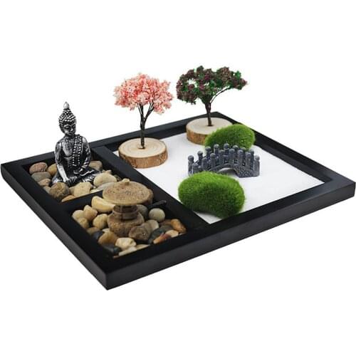 Japanese Zen Garden Sand Table Miniature Buddha Crafts Home Decoration Tabletop Mini Zen Garden Kit For Office Garden
