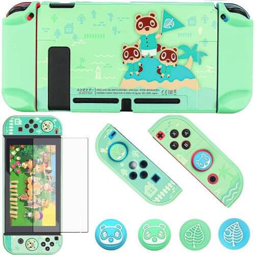 6 in 1 Nintendoswitch Protective Cover Case for Nintendo Switch JoyCon Controller PC Hard with Screen Protector and Thumb Grips