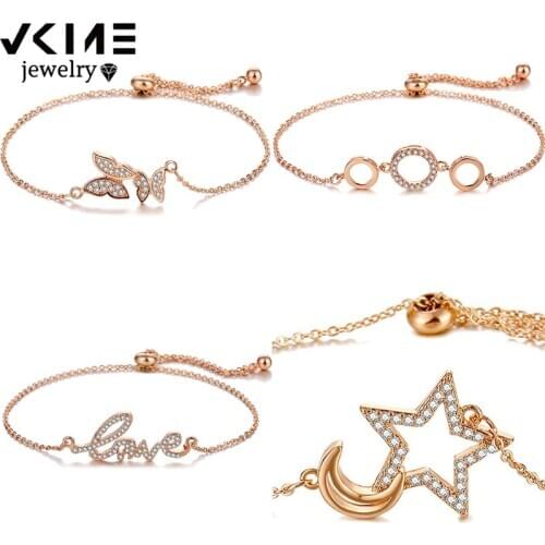VKME Fashion CRYSTAL bracelet for women bracelet pulseras Bowknot ROUND 2020 bracelet New spring, summer, and fall Jewelry
