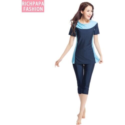 Islamic Swimsuit For Women Long Sleeve Modest Short Sleeves Muslim Swimwear Swimming Clothes Swimsuit Burkinis