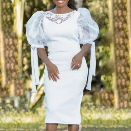 Women White Dress Tulle Patchwork Sexy Elegant Fashion Bodycon Evening Party Classy Female Robes 2021 New Clothing Vestidos