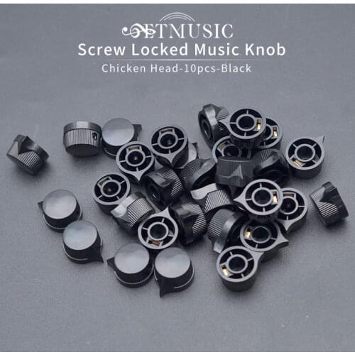 10pcs 6.4mm 1/4" Shaft Guitar Effects Pedal Pointer Knob Black