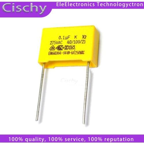 10pcs X2 Safety capacitor 22.5mm 275VAC 275V 0.22UF 0.33UF 0.47UF 0.56UF 0.68UF 0.82UF 1UF 1.2UF 1.5UF 2.2UF Polypropylene film