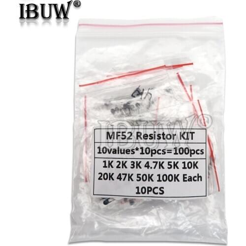 100PCS=10value*10pcs NTC Thermistor Resistor Kit NTC-MF52AT 1K 2K 3K 4.7K 5K 10K 20K 47K 50K 100K +-5% 3950B