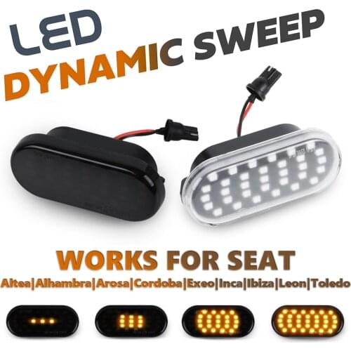 2Pcs Dynamic LED Side Marker Signal Light Indicator Lamps For Seat Altea XL Leon 1M Ibiza 6L Exeo 3R Cordoba Inca Alhambra Arosa
