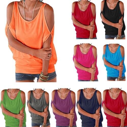 2018 New Summer Solid Color Women Short Sleeve Bat Loose Casual T Shirt Top Girl