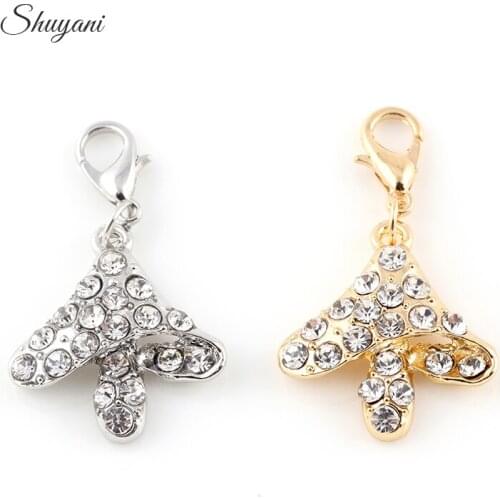 23*21mm Silver Crystal Mushroom Charms Pendants For Jewelry Making DIY Handmade Craft