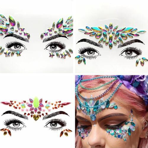 3D Flash Eye Sticker For Show Party Styling Tools Glitter Face Decoration For Women Girl Self Adhesive Boho Eye Decor Cosmetic