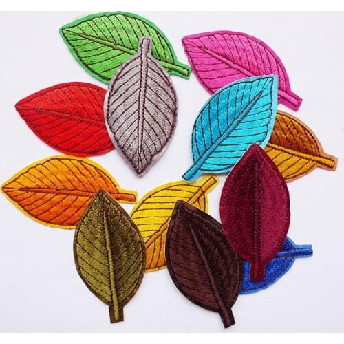 1 Pcs 3D Tree Leaves Embroidery Iron On Patches Sticker For Clothing Jeans Jacket Dresses Applique Badge DIY Stripes Accessories