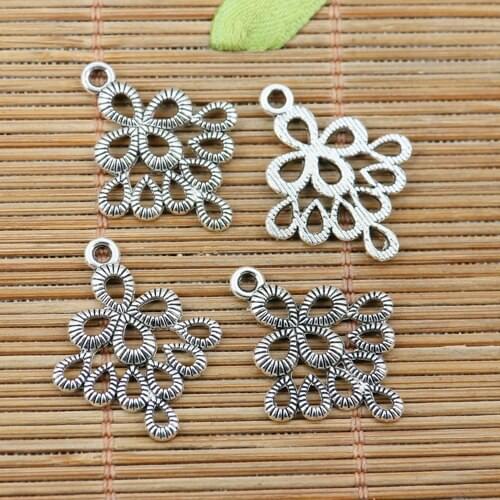 40pcs tibetan silver tone hollow texture peakcock feather design charms EF2199