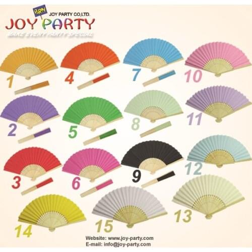 50pcs/lot 21cm solid color Paper hand fan wedding decoration party promotion gift favor