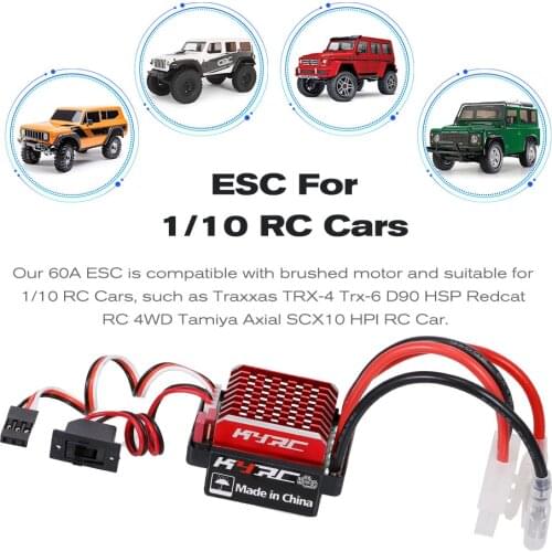 60A ESC RC Car ESC Brushed Electric Speed Controller 6V/2A BEC for 1/10 D90 HSP Redcat RC 4WD Tamiya Axial SCX10 HPI DIY RC Car