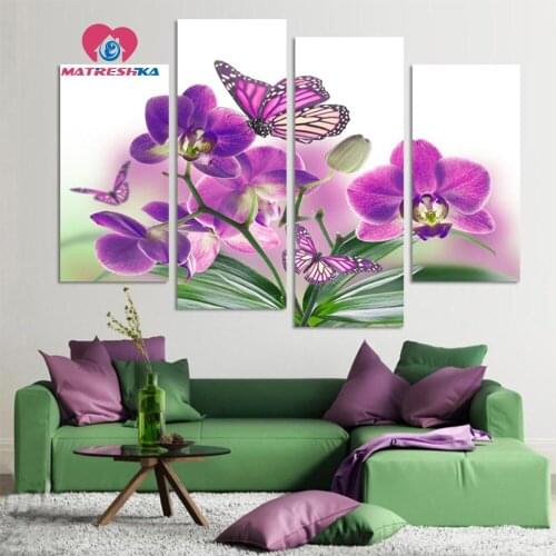 Diamond embroidery flowers mosaic painting 5d diy diamond painting crystal Diamond mosaic square flowers painting triptych drill