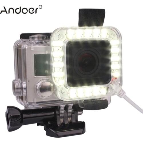 Andoer USB 20 LED Lens Ring Shooting Nightshot Flash Fill Light Lamp for New GoPro Hero 4/3+/ 3 Standard Waterproof Housing Case