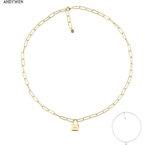 ANDYWEN 925 Sterling Silver Gold Horoscope Chains Pendant Locker Necklace Long Chain Women Fashion Fine Jewelry 2021 Rock Punk