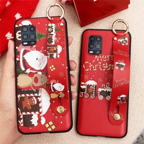 Christmas Wrist Strap Holder Case For Xiaomi Redmi Note 9 8 8T 9s 5 6 7 Pro 7A 8A 9A Mi A3 A2 8 9 SE Note 10 Lite 9T TPU Cover